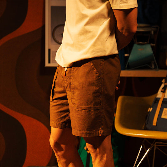 General front view of Topo Designs Desert Shorts - Men's in "Desert Palm"