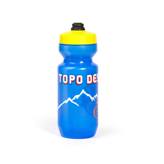 Topo Designs x Specialized Purist 22oz cycling Water Bottle in "Cycle" blue.