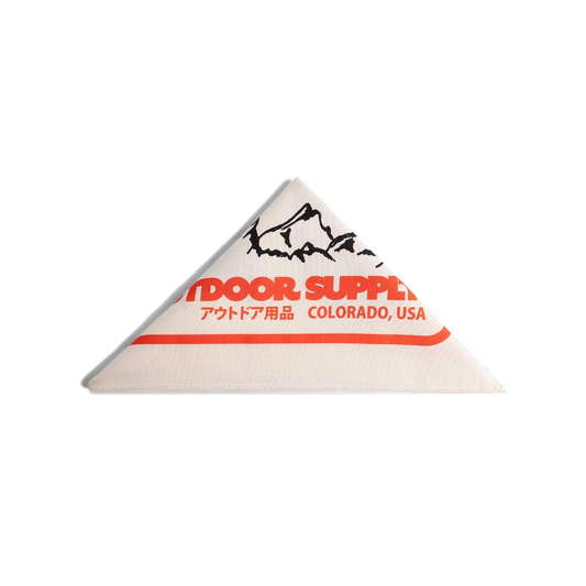 Triangle folded image of Topo Designs x Pine Printshop Catalog Bandana in "Natural"