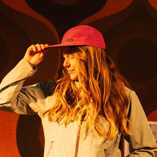General front view of Topo Designs Nylon Camp Hat in "Damson"