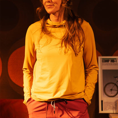 General front view of Topo Designs Sun Hoodie - Women's in "Goldenrod"