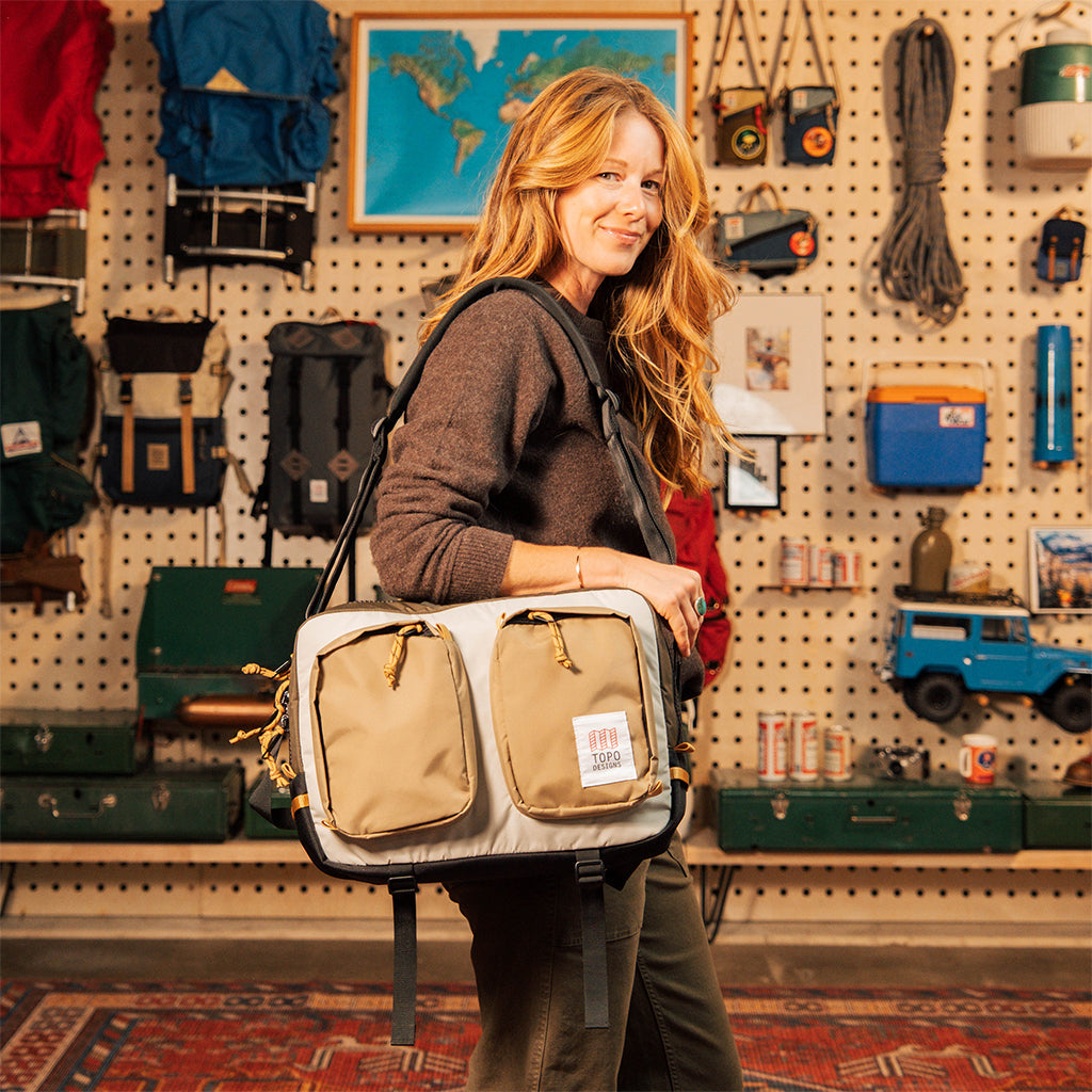 General shot of Global Briefcase being carried on shoulder