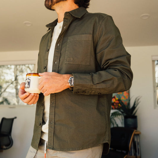 General lifestyle Model image of Desert Shirt - Men's in "Beetle"