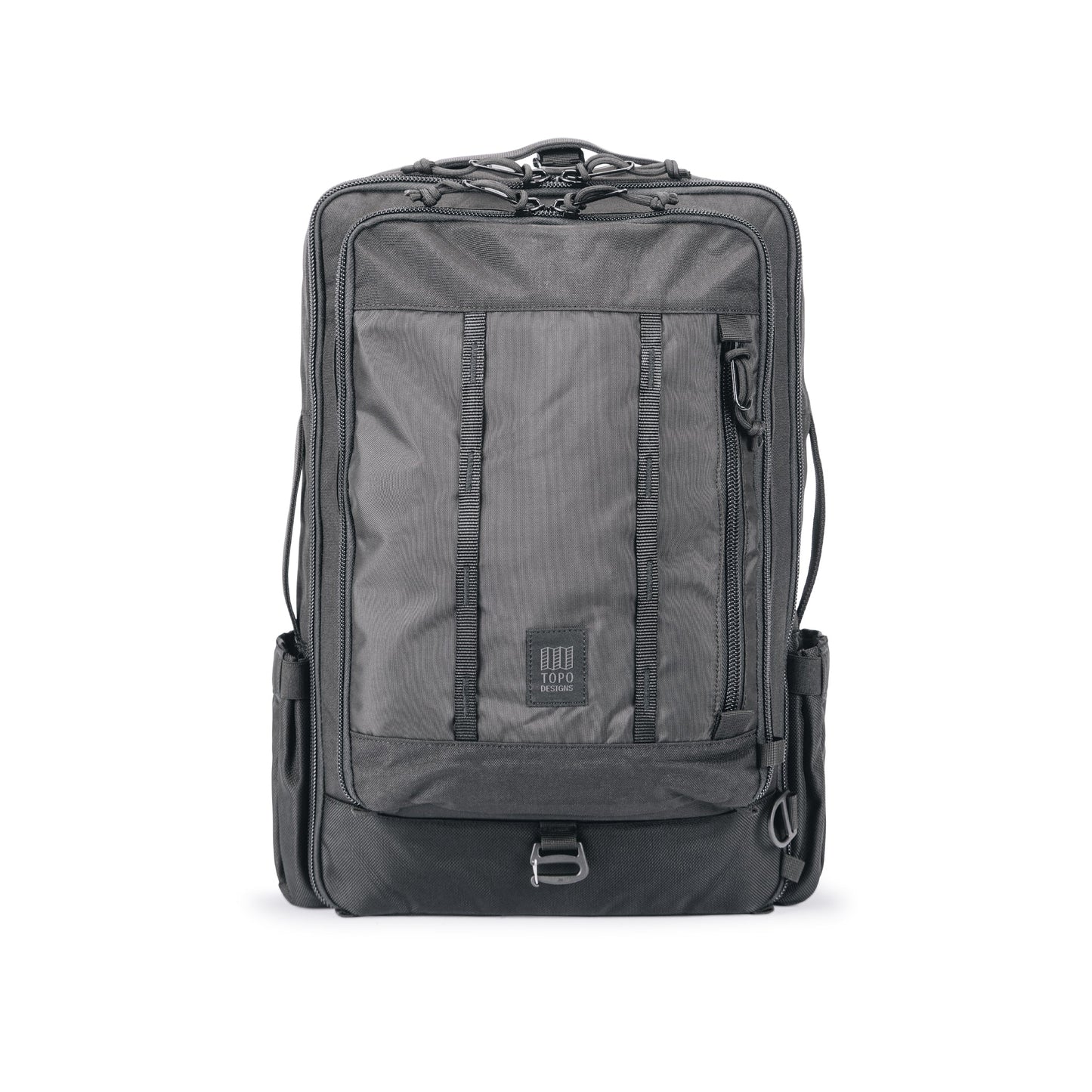 Topo Designs Global Travel Bag 30L Durable Carry On Convertible Laptop Travel Backpack in "Black / Black".