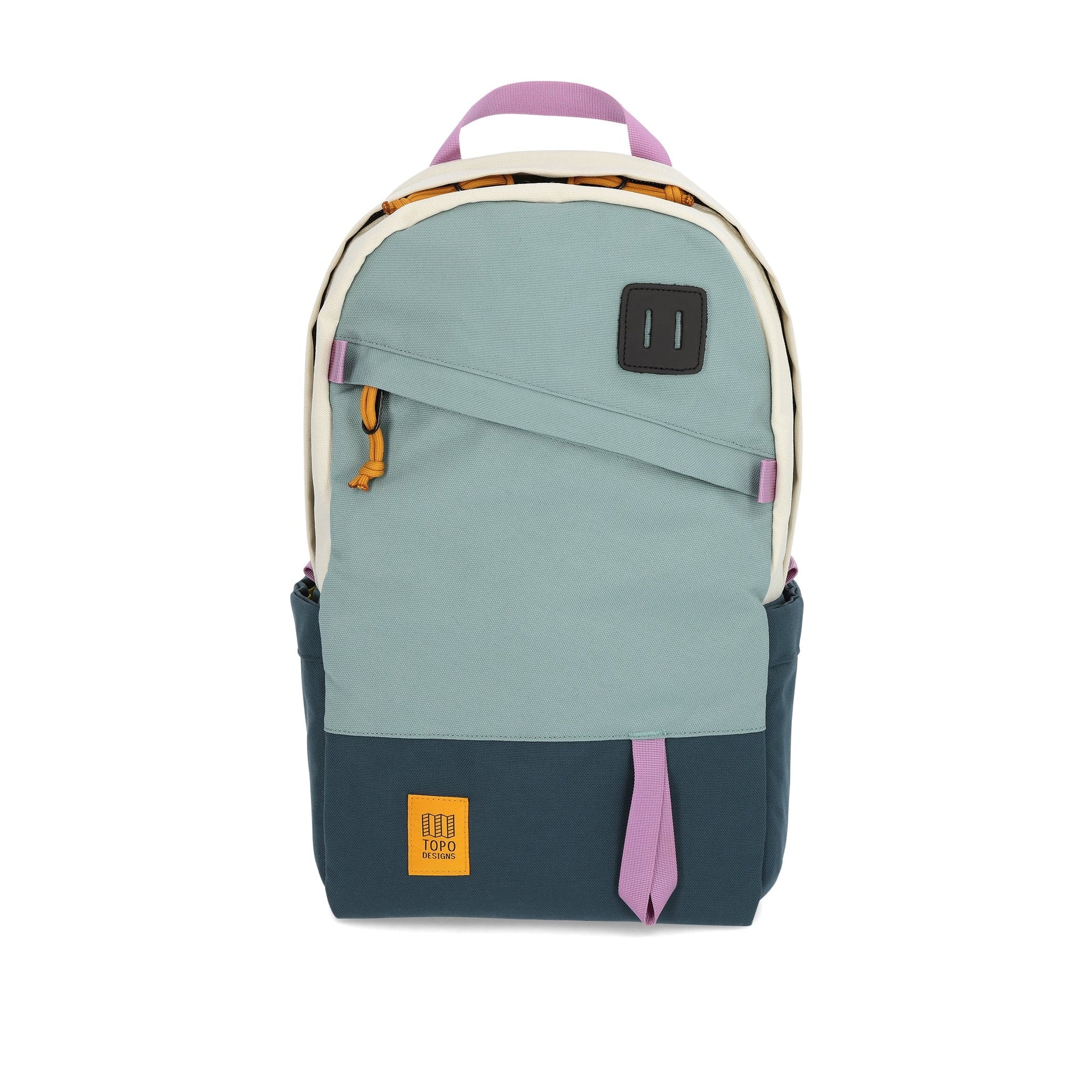 Topo Designs Daypack Classic 100% recycled nylon laptop backpack for work or school in "Sage / Pond Blue"