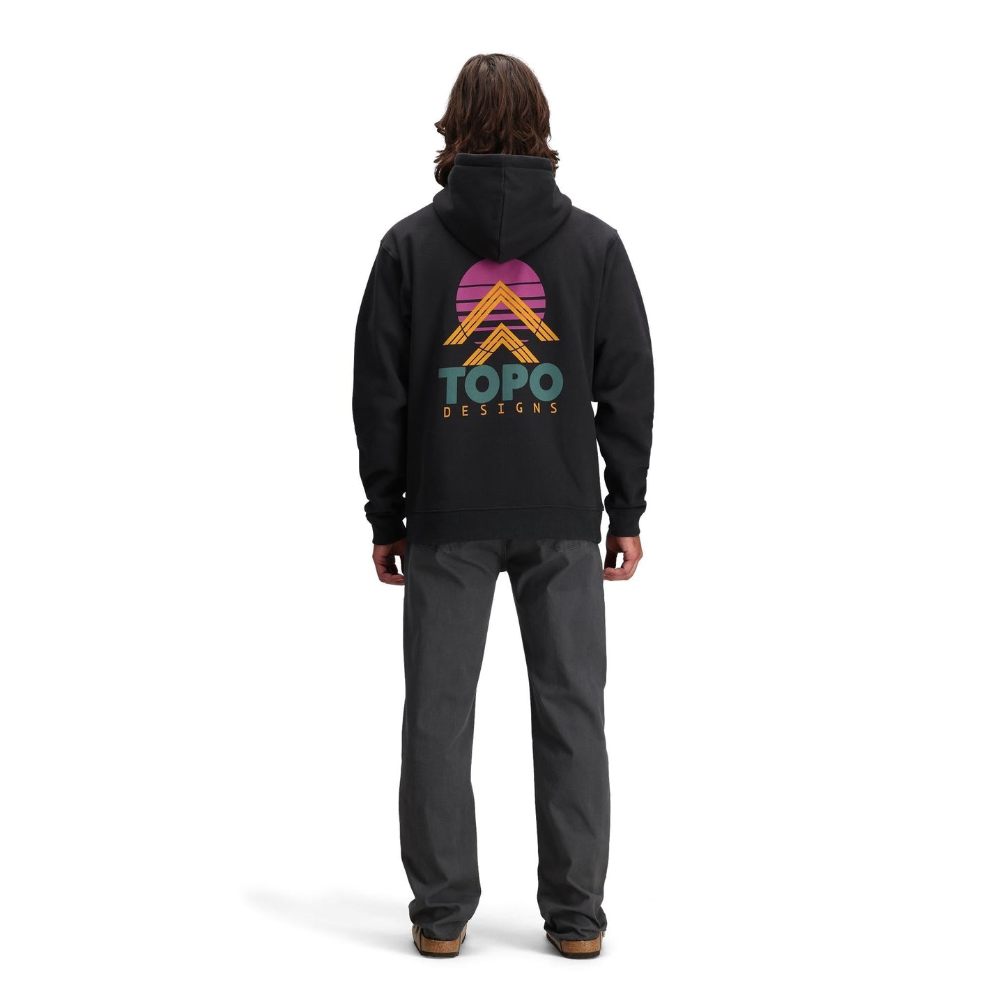 Back model shot of Topo Designs Dirt 5-Pocket Pants - Men's in "Asphalt"