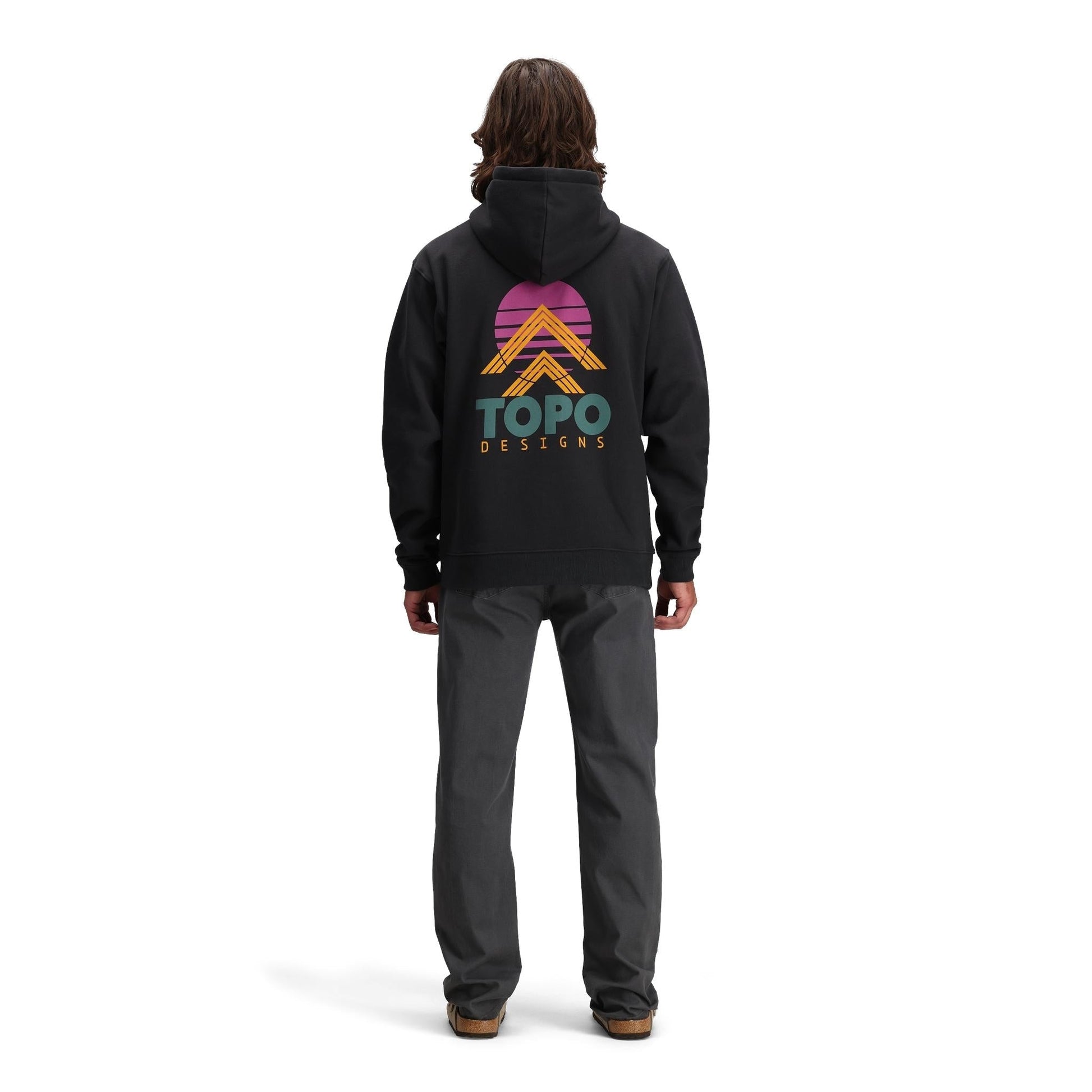 Back model shot of Topo Designs Dirt 5-Pocket Pants - Men's in "Asphalt"