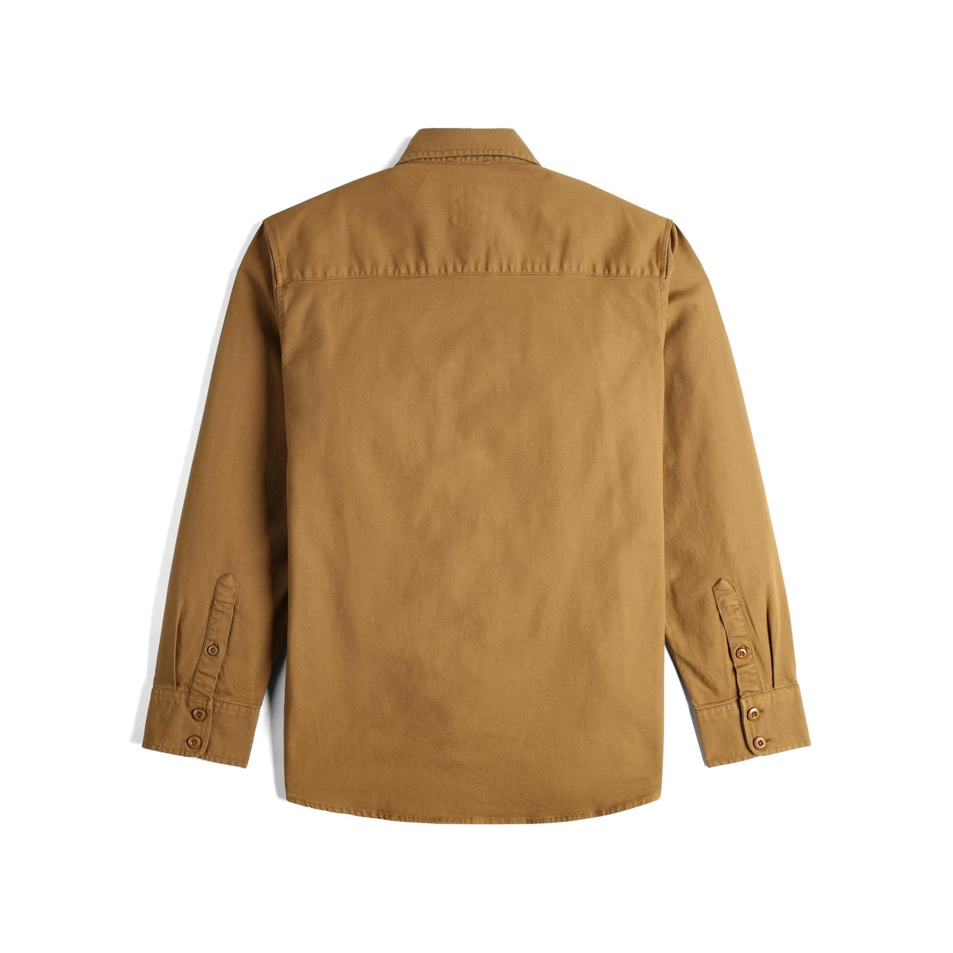Back View of Topo Designs Dirt Overshirt - Men's in "Dark Khaki"