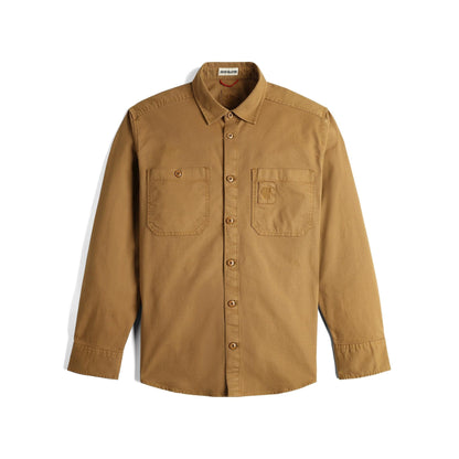 Front View of Topo Designs Dirt Overshirt - Men's in "Dark Khaki"