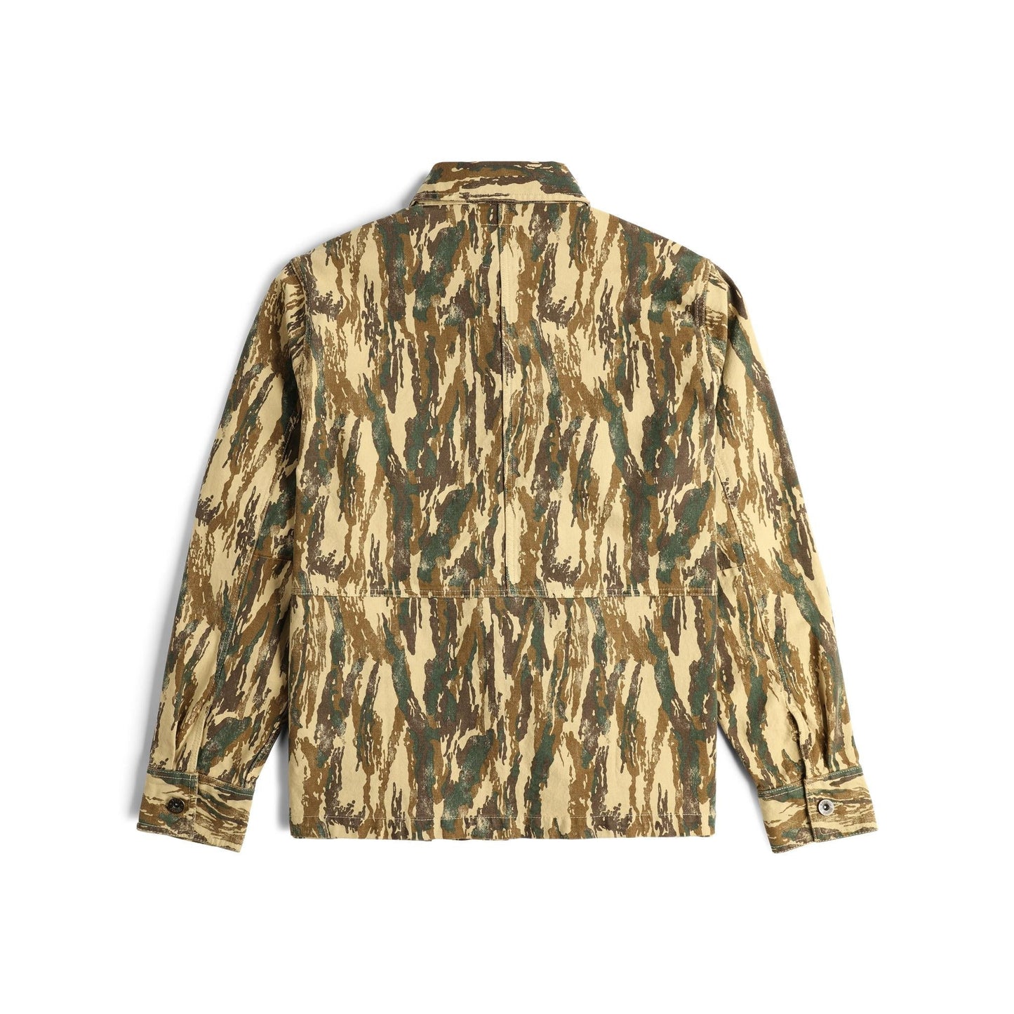 Back View of Topo Designs Dirt Utility Jacket - Men's in "Dirt Camo Print"