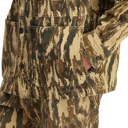 Detail shot of Topo Designs Dirt Utility Jacket - Men's in "Dirt Camo Print"