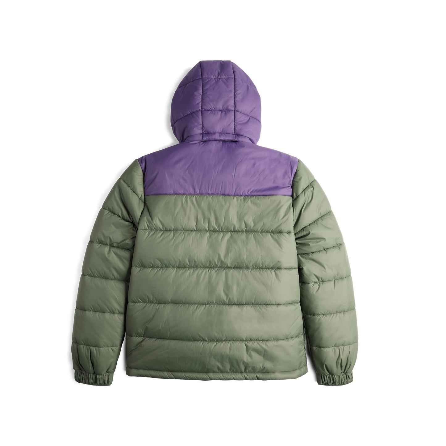 Back View of Topo Designs Retro Ridge Puffer Jacket - Men's in "Beetle / Loganberry"