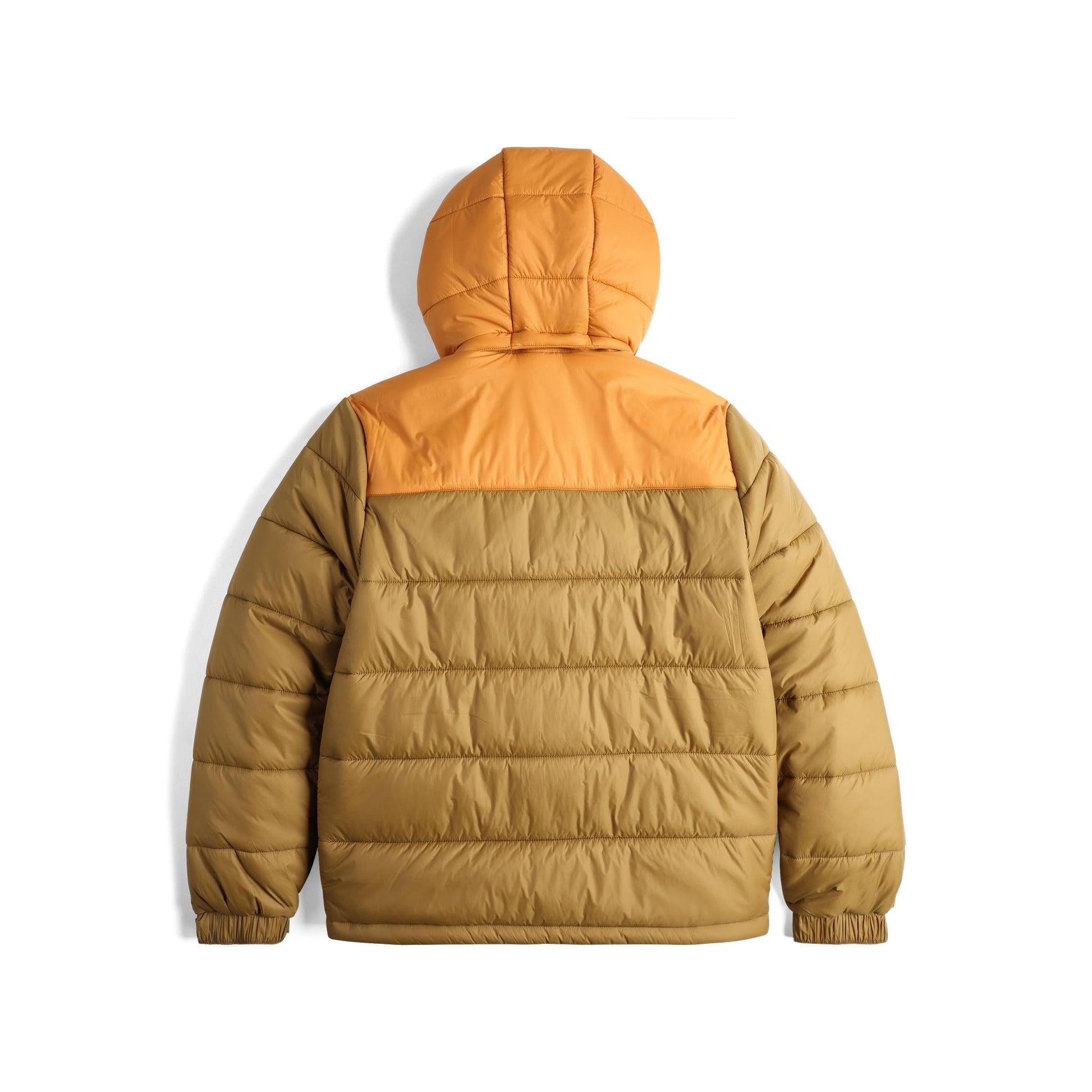 Back View of Topo Designs Retro Ridge Puffer Jacket - Men's in "Dark Khaki / Spice"