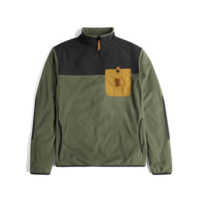 Front View of Topo Designs Vista 1/4 Zip Lightweight Fleece - Men's in "Beetle / Black"