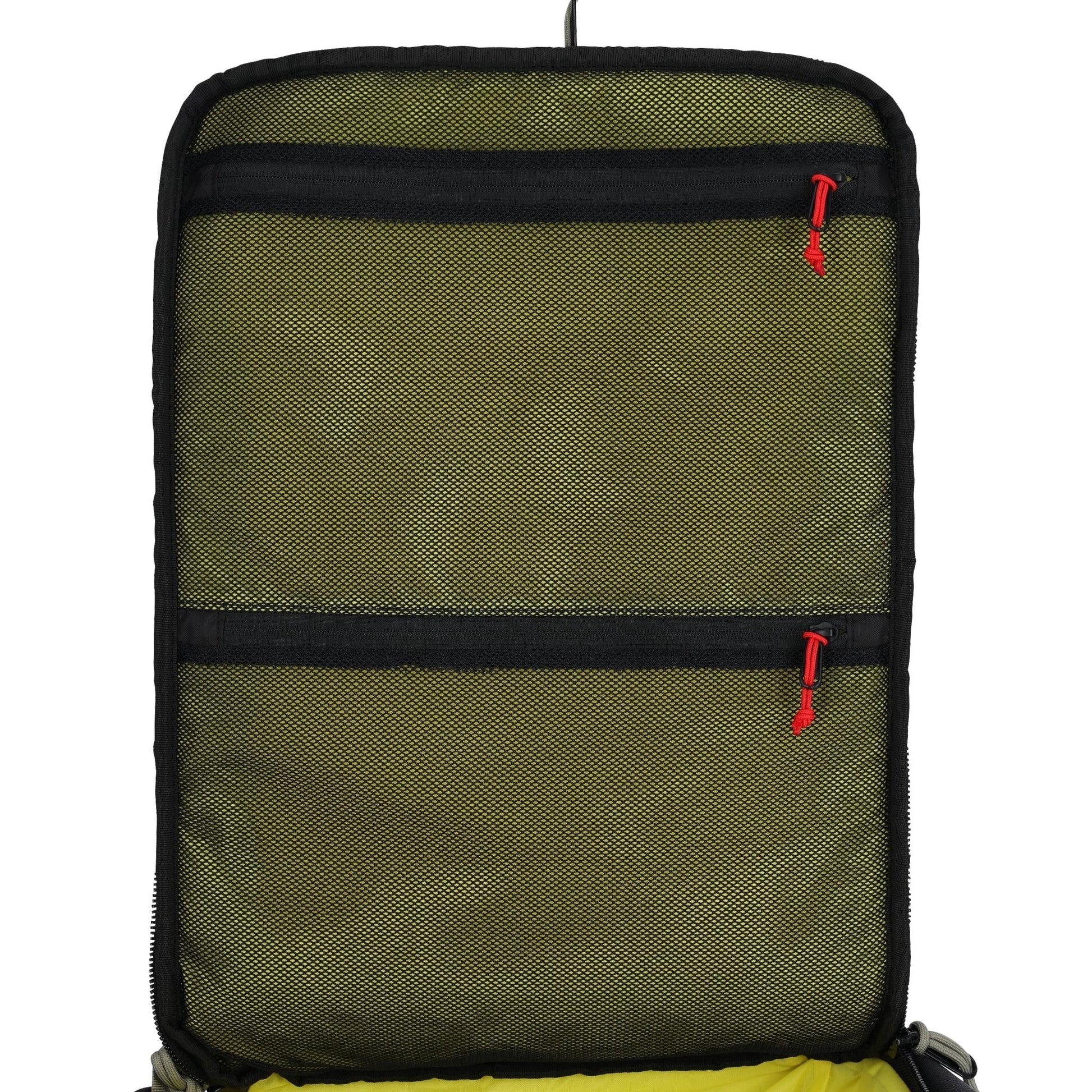 Detail shot of Topo Designs Global Travel Bag 30L in "Caribbean / Dark Khaki"