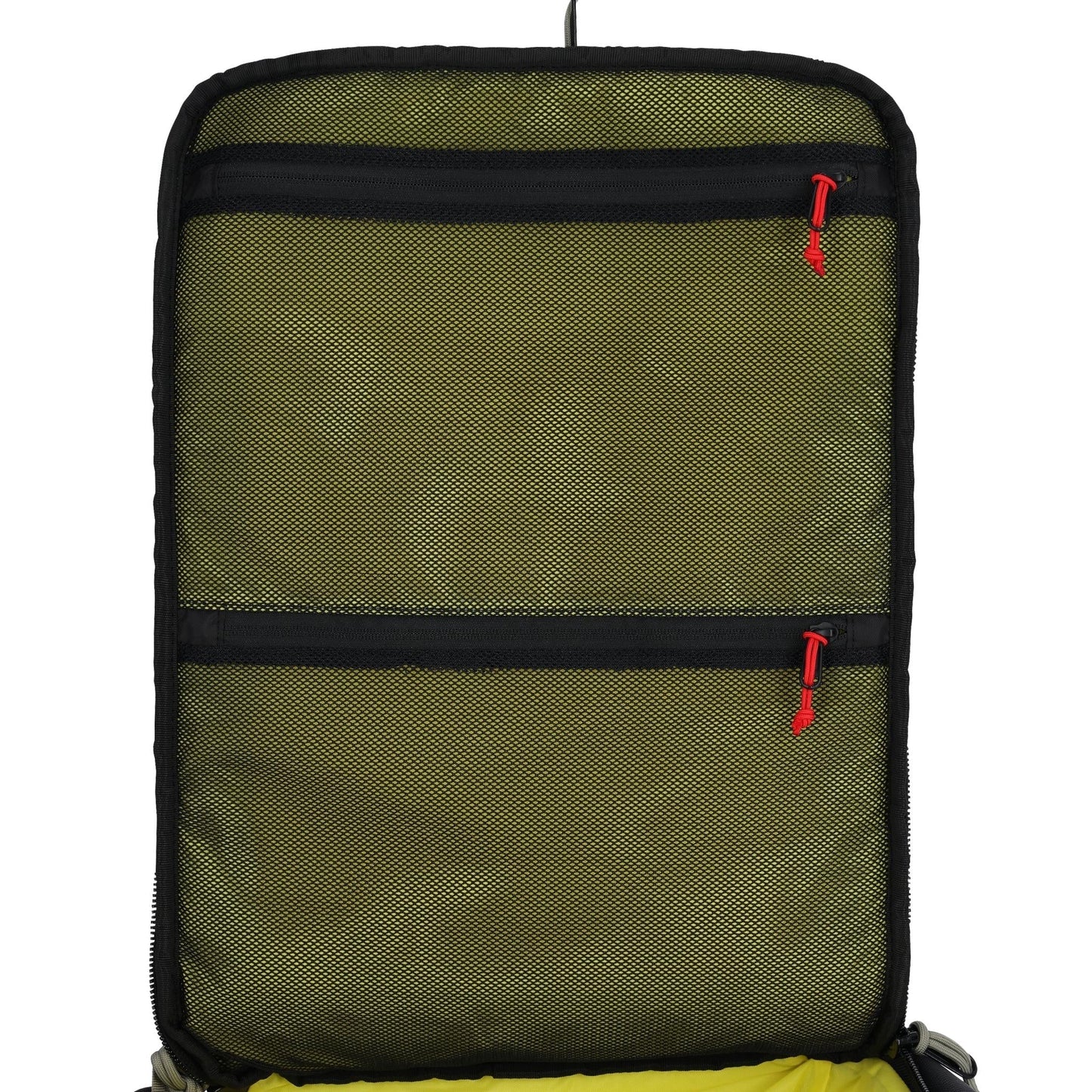 Detail shot of Topo Designs Global Travel Bag 30L in "Caribbean / Dark Khaki"