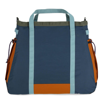 Back View of Topo Designs Mountain Gear Bag in "Pond Blue / Spicel"