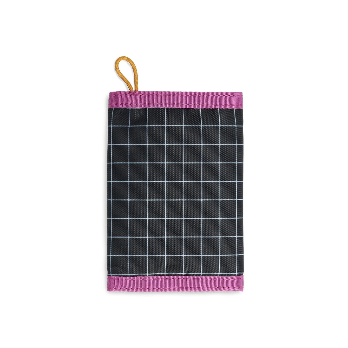 Back View of Topo Designs Tri-Fold Wallet in "Black / White Grid"