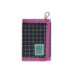Front View of Topo Designs Tri-Fold Wallet in "Black / White Grid"