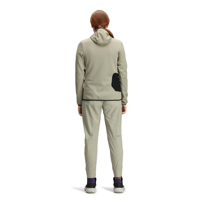 General back model shot of Topo Designs Global Midlayer Hoodie - Women's in "Dried Sage"