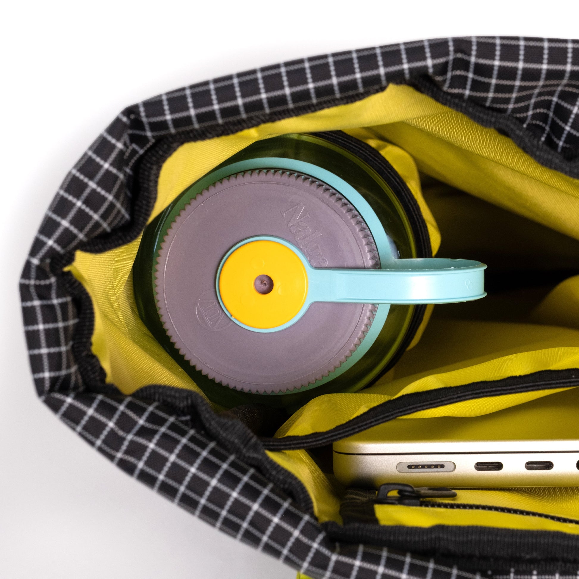 General Detail shot of Topo Designs Cosmos Backpack in "Aura / Black"