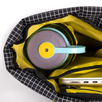 General Detail shot of Topo Designs Cosmos Backpack in "Aura / Black"