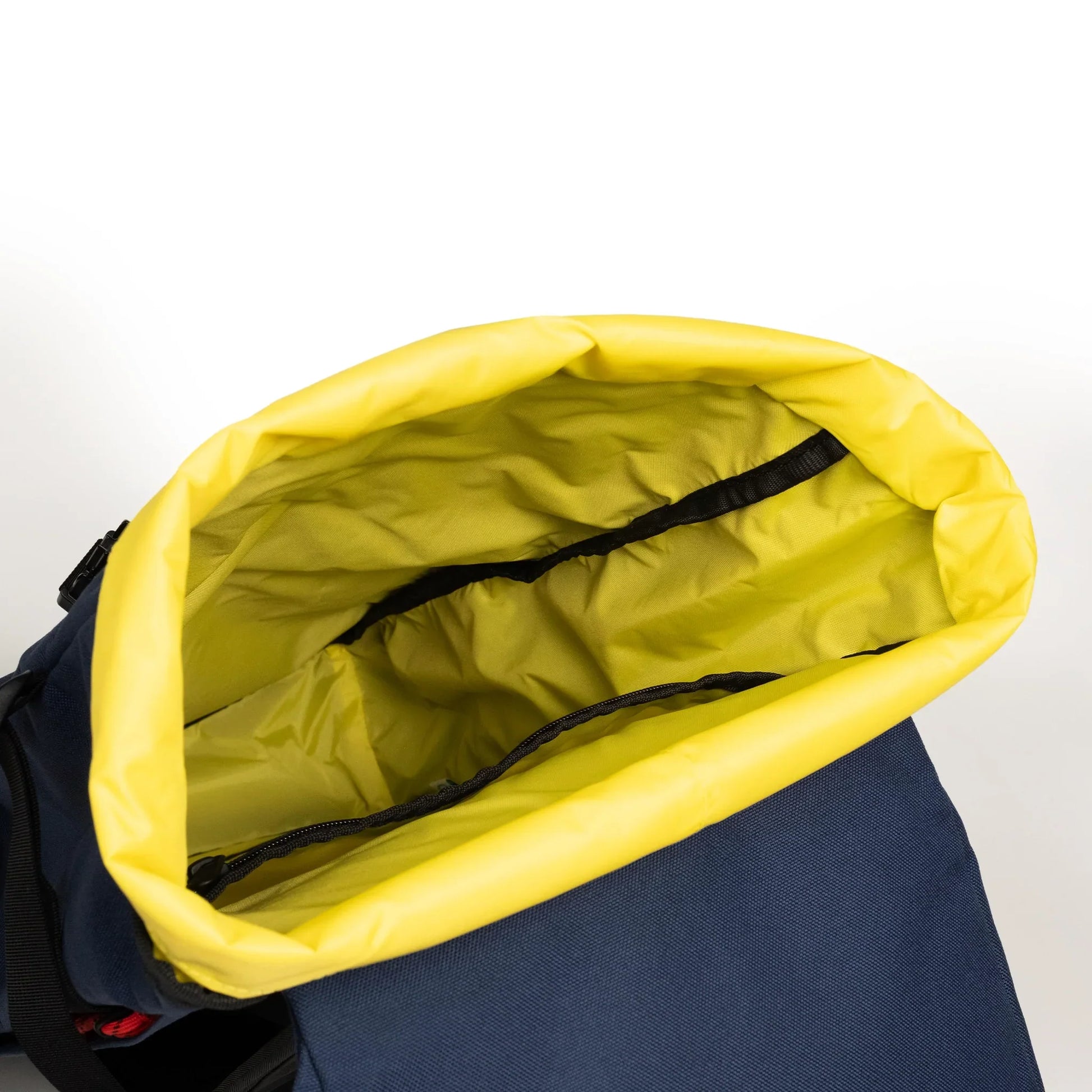 General interior image the Topo Designs Klettersack Classic vintage-inspired rucksack backpack in "Midnight".
