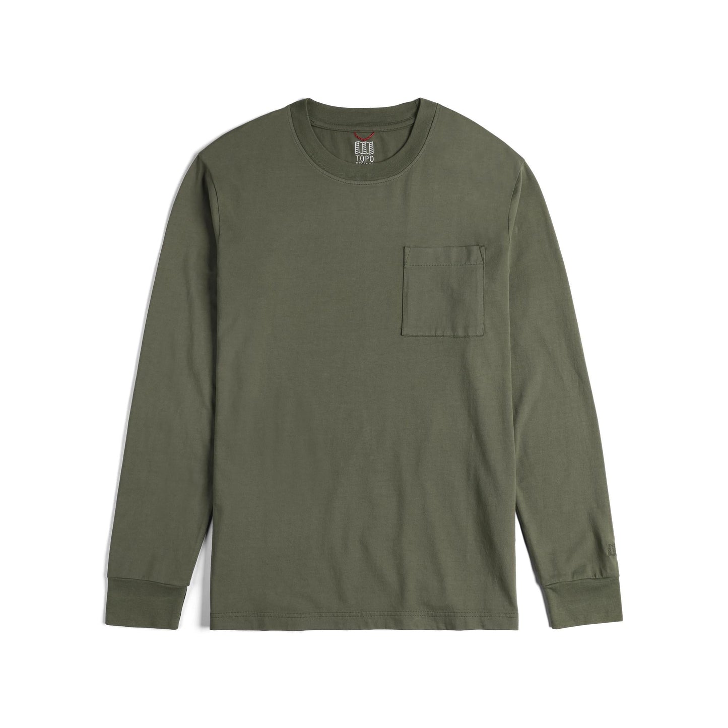 Front View of Topo Designs Dirt Pocket Tee Long Sleeve - Men's in "Beetle"