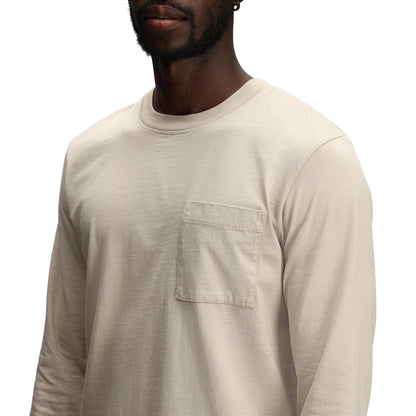 General Detail shot of Topo Designs Dirt Pocket Tee Long Sleeve - Men's in "Cobblestone"