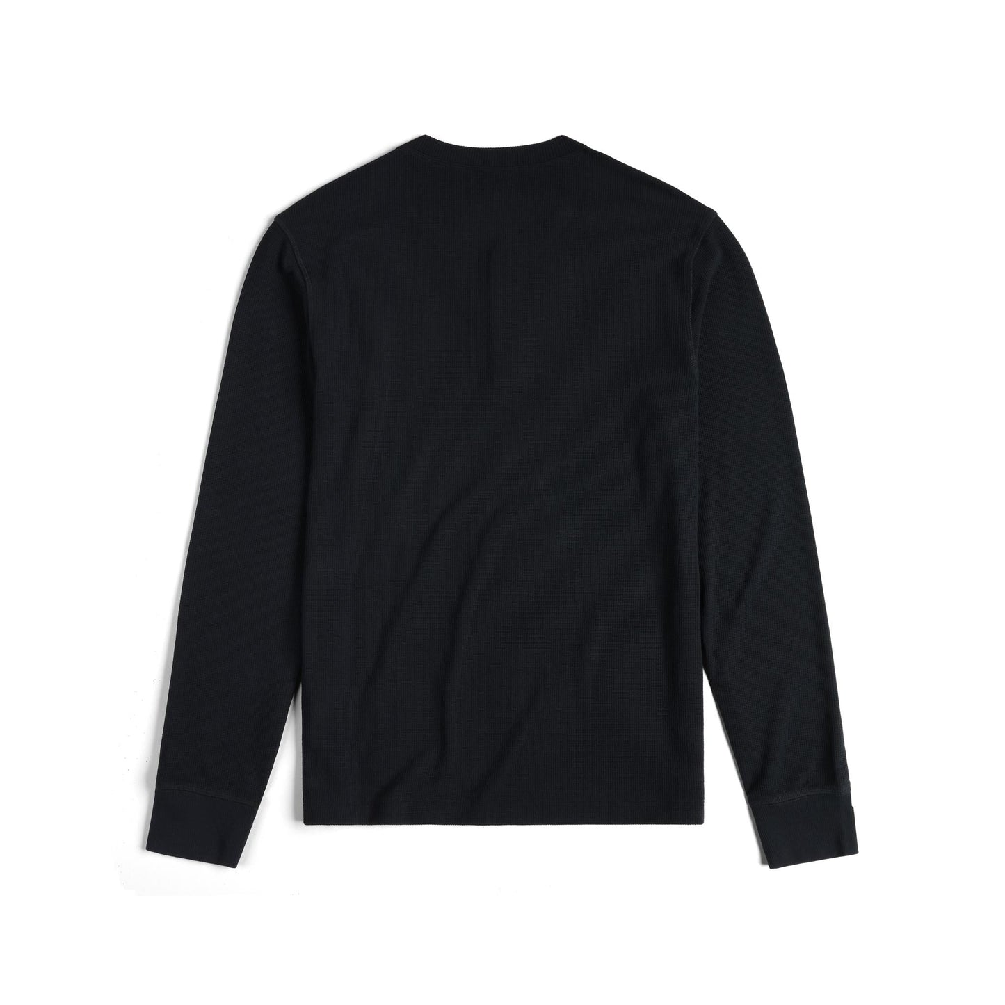 Back View of Topo Designs Global Waffle Henley - Men's in "Black"