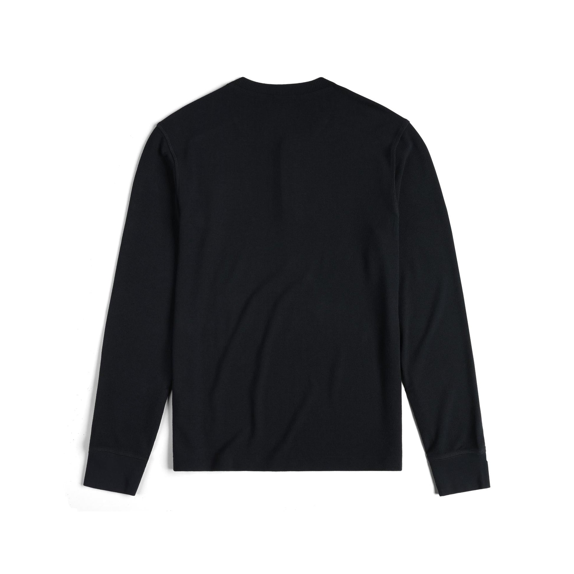 Back View of Topo Designs Global Waffle Henley - Men's in "Black"