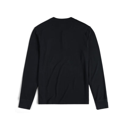 Back View of Topo Designs Global Waffle Henley - Men's in "Black"