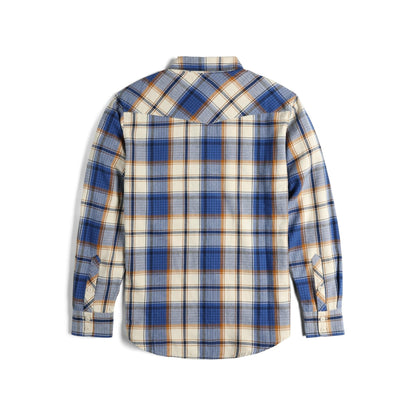Back View of Topo Designs Mountain Shirt Long Sleeve - Men's in "Midnight / Cobalt Multi"