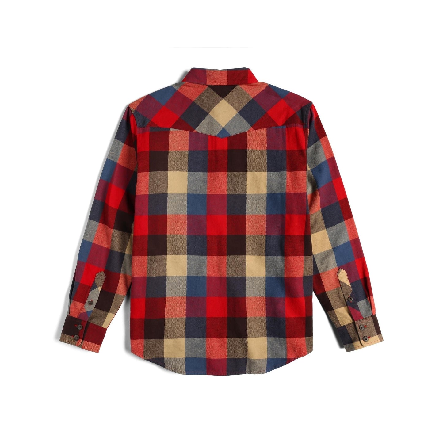 Back View of Topo Designs Mountain Shirt Long Sleeve - Men's in "Salsa Multi"