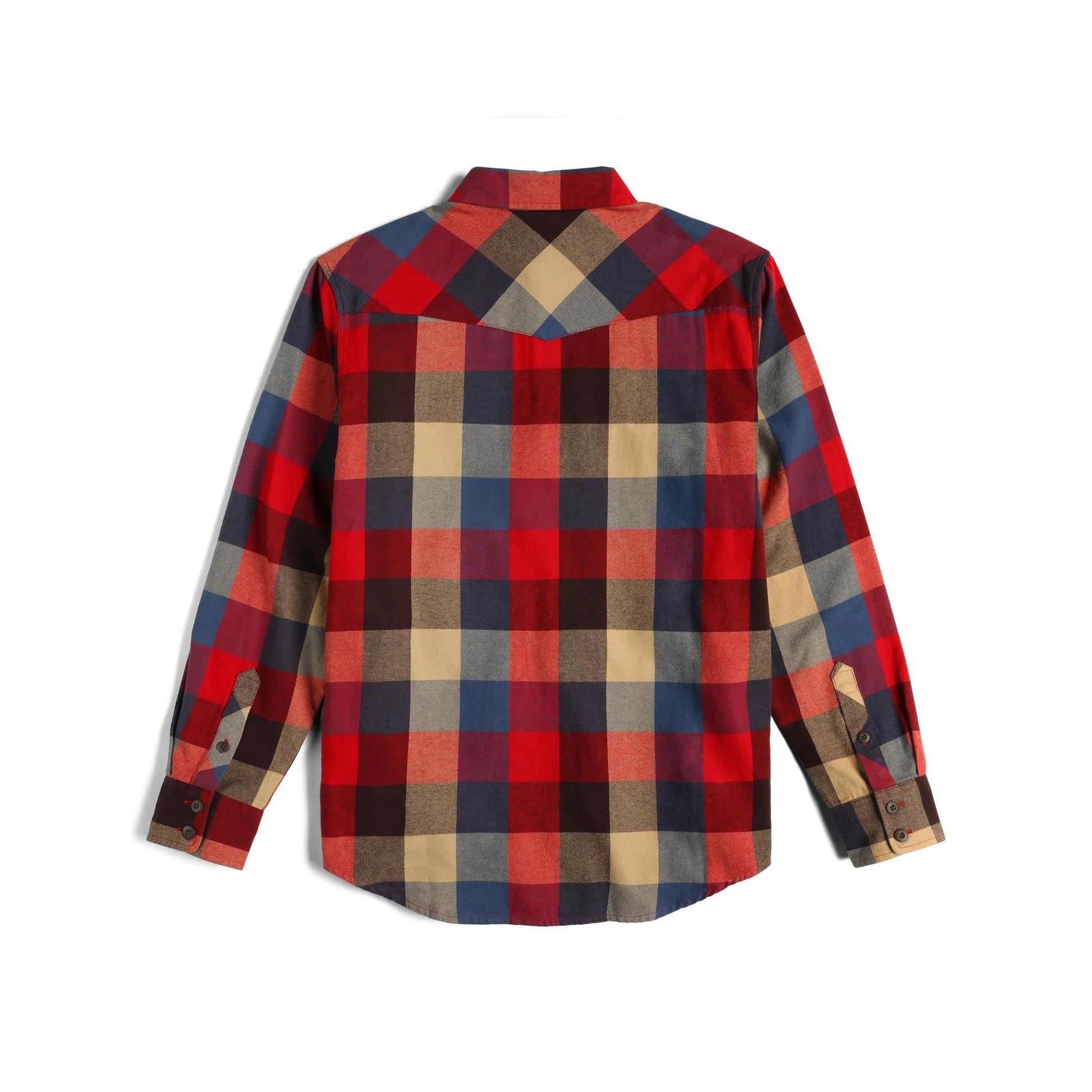 Back View of Topo Designs Mountain Shirt Long Sleeve - Men's in "Salsa Multi"