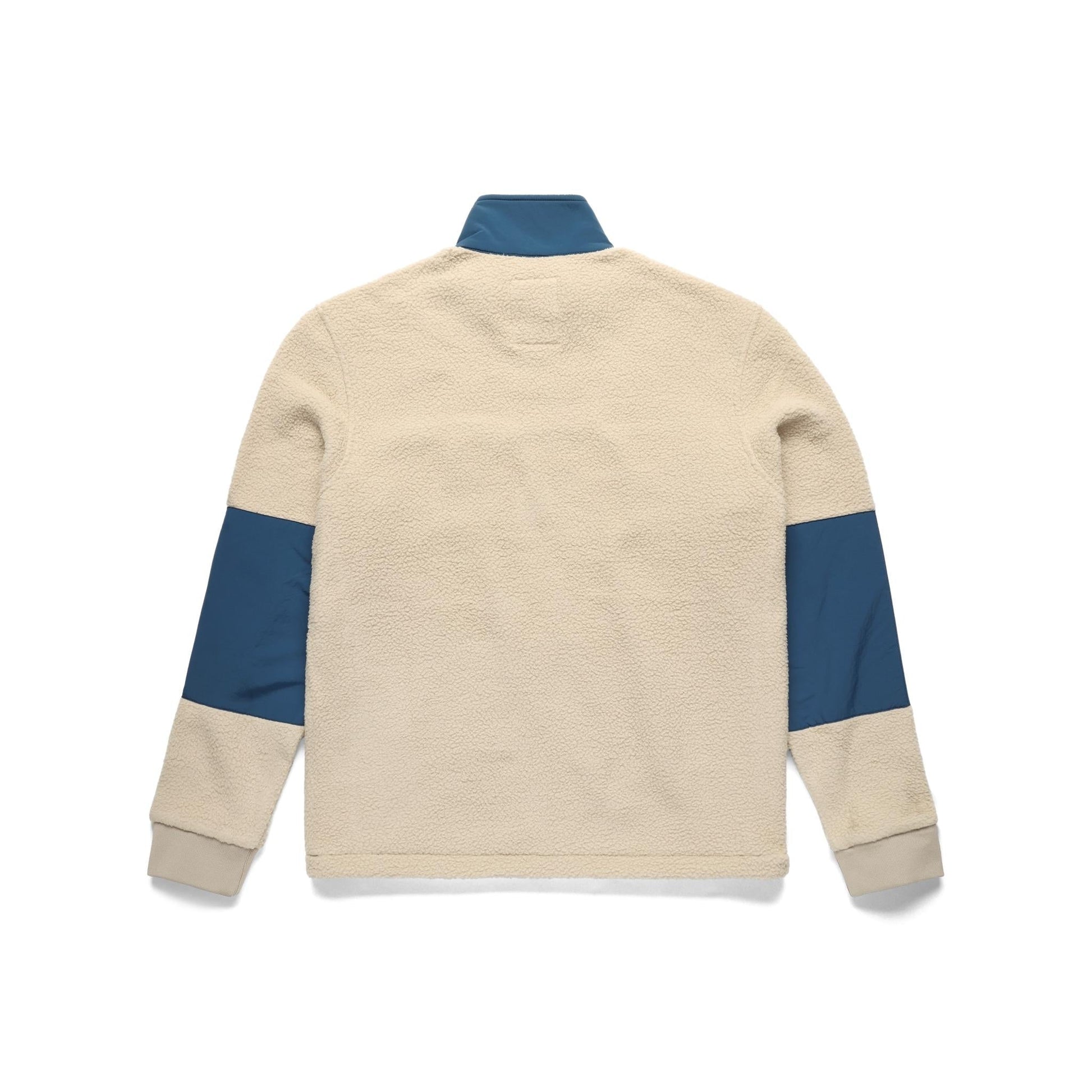 Back View of Topo Designs Summit Rise Full Zip Jacket - Men's in "Oatmeal / Pond Blue"