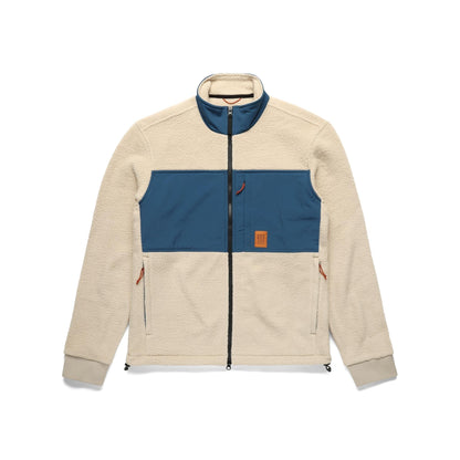 Front View of Topo Designs Summit Rise Full Zip Jacket - Men's in "Oatmeal / Pond Blue"