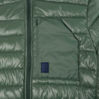 General Detail shot of Topo Designs Townie Puffer Jacket - Men's in "Forest"