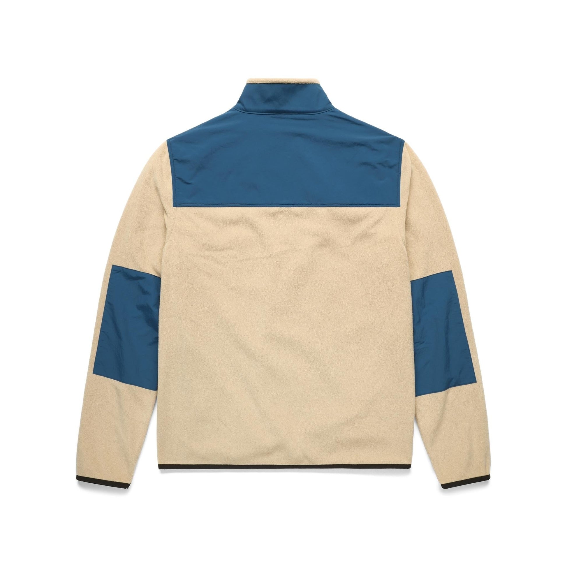 Back View of Topo Designs Vista 1/4 Zip Lightweight Fleece - Men's in "Oatmeal / Pond Blue"