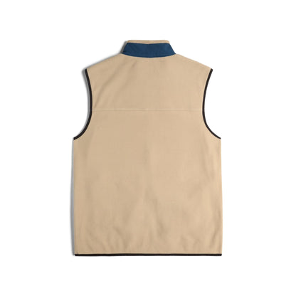 Back View of Topo Designs Vista Lightweight Fleece Vest - Men's in "Oatmeal / Pond Blue"