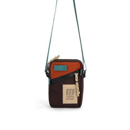 Front View of Topo Designs Mini Shoulder Bag in "Clay / Chocolate"