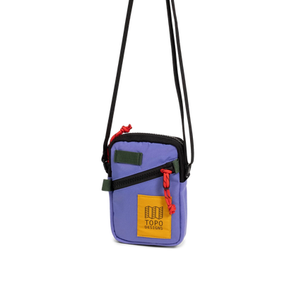Front View of Topo Designs Mini Shoulder Bag in "Very Peri / Forest"
