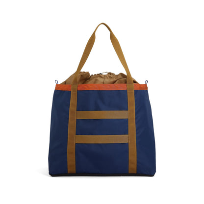 Back View of Topo Designs Mountain Utility Tote in "Midnight / Caribbean"