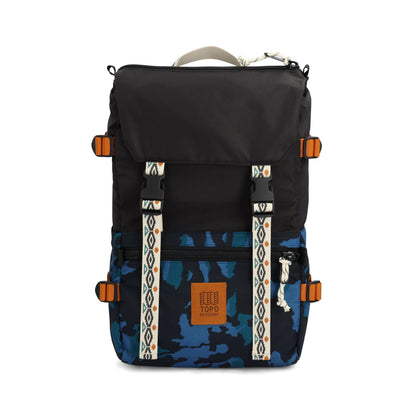 Front View of Topo Designs Rover Pack Classic in "Black / Tectonic"