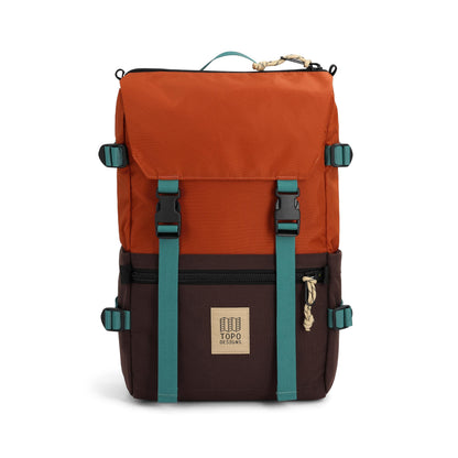 Front View of Topo Designs Rover Pack Classic in "Clay / Chocolate"