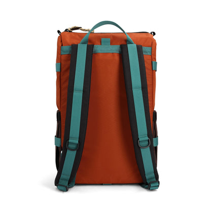Back View of Topo Designs Rover Pack Classic in "Clay / Chocolate"