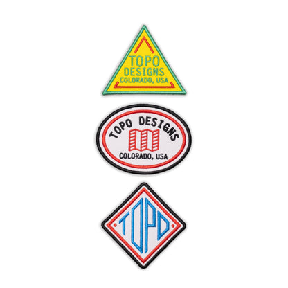 Topo Designs Patch 3-Pack showing "Classic Logos" variant.