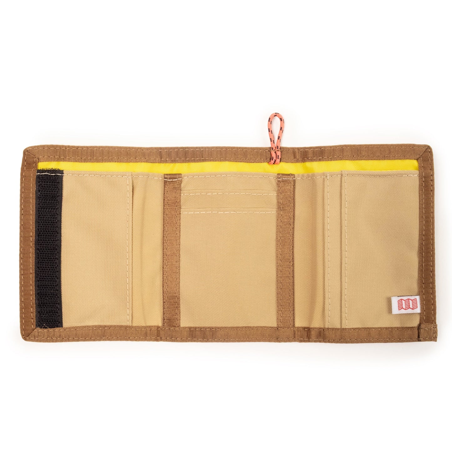 Detail shot of Topo Designs Tri -Fold Wallet in "Desert Palm / Sahara"