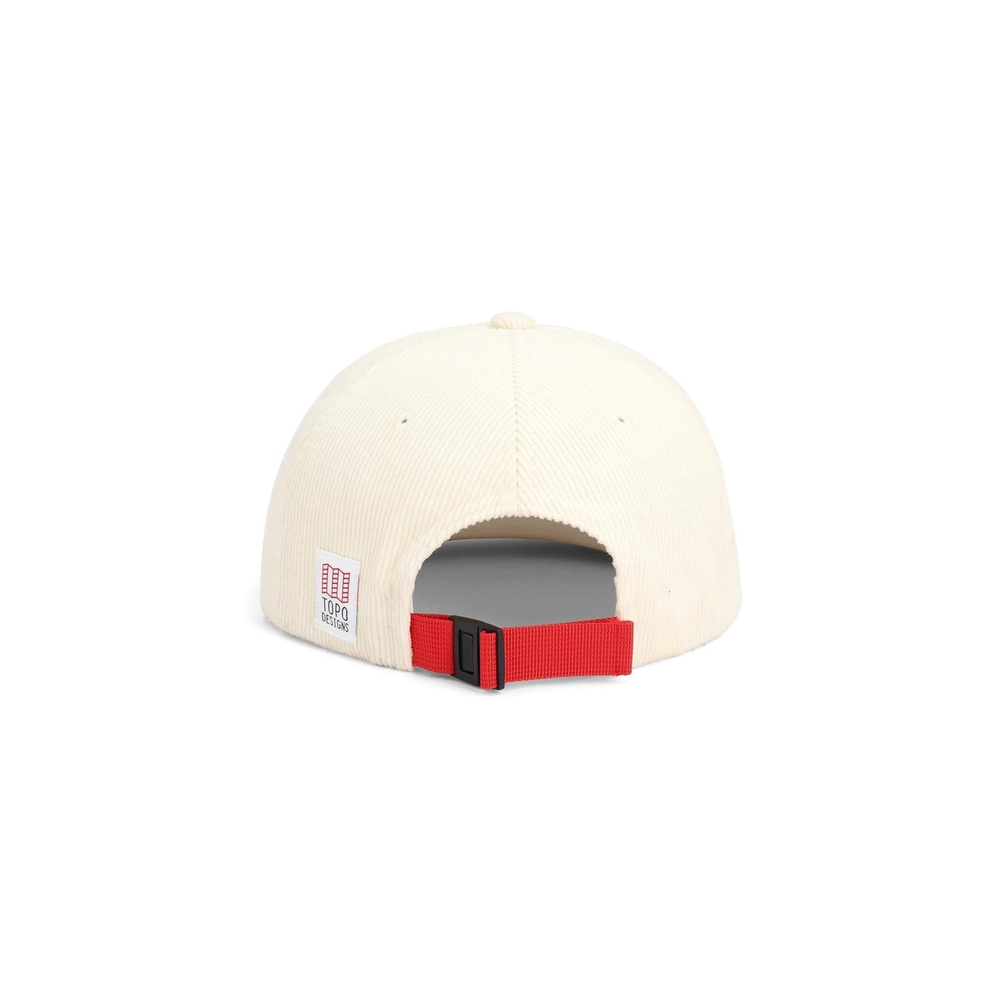Back View of Topo Designs Corduroy Trucker Hat - Topo Script in "Bone White"