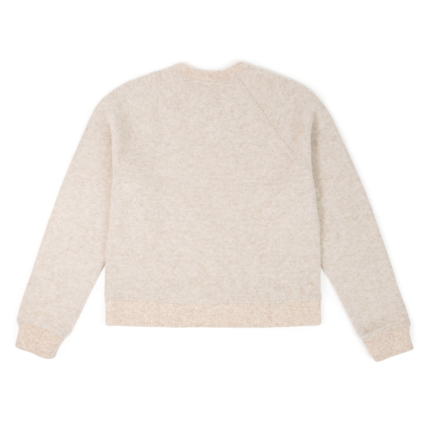Back View of Topo Designs Global Wool Sweater - Women's in "Oatmeal"